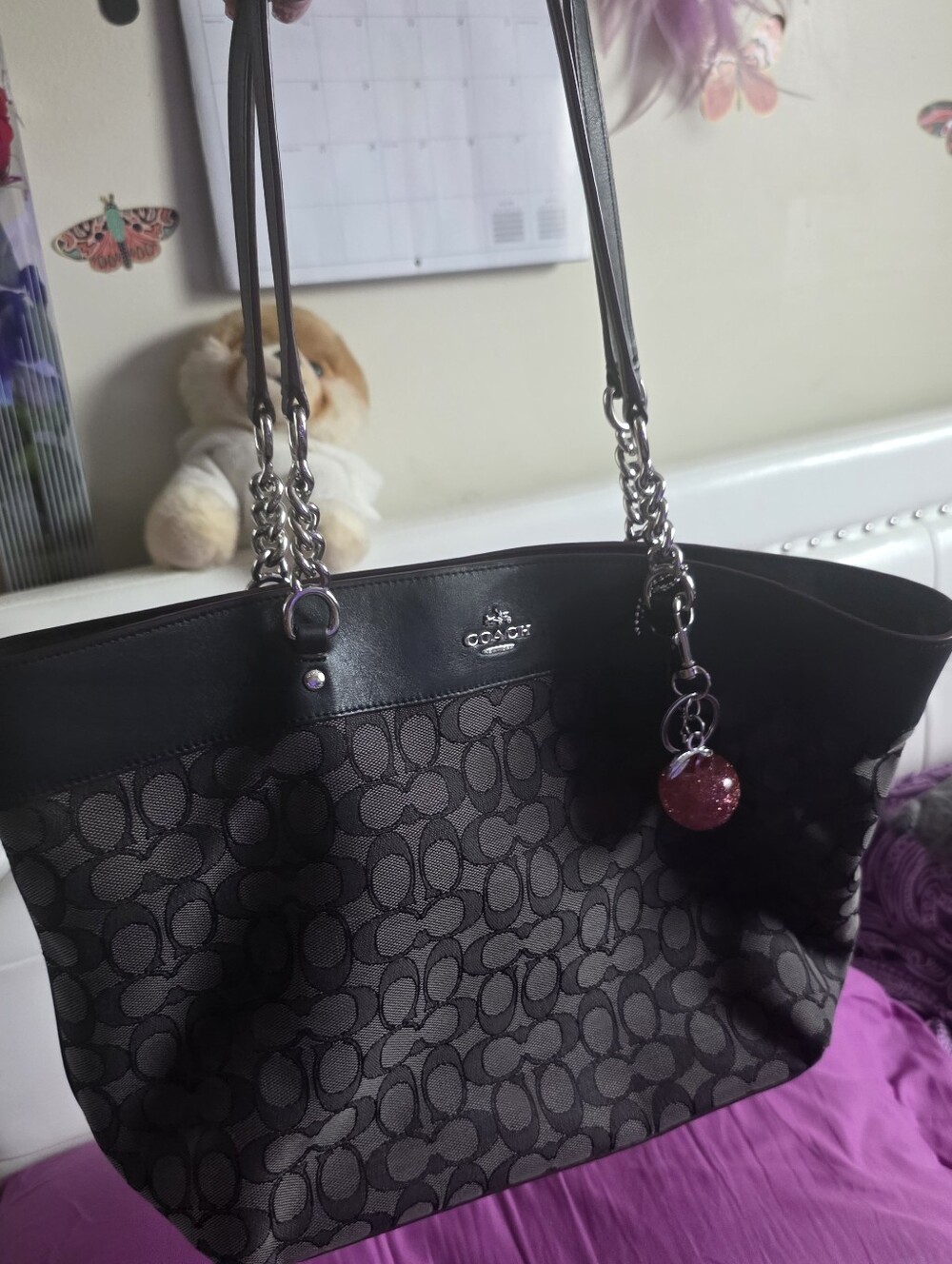 Coach Signature Canvas Tote Bag in Black And Gray